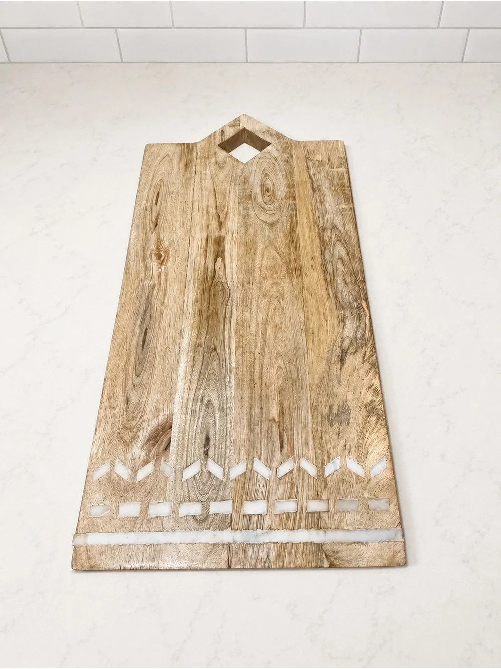 Natural Wood Serving Board with Inlay Accent